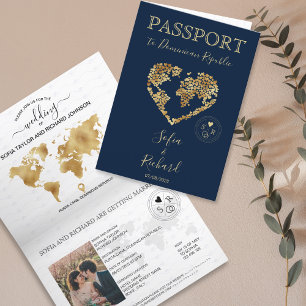 Mariage Destination Passport Carte du monde Coeur