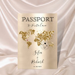 Mariage Destination Passport Carte du monde Domini<br><div class="desc">Carte du monde moderne et élégant Invitation Mariage Destination,  République Dominicaine,  Punta Cana,  comme passeport avec bleu aquarelle carte du monde</div>