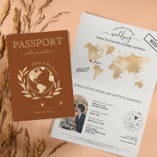 Mariage Destination Passport Carte du monde Floral