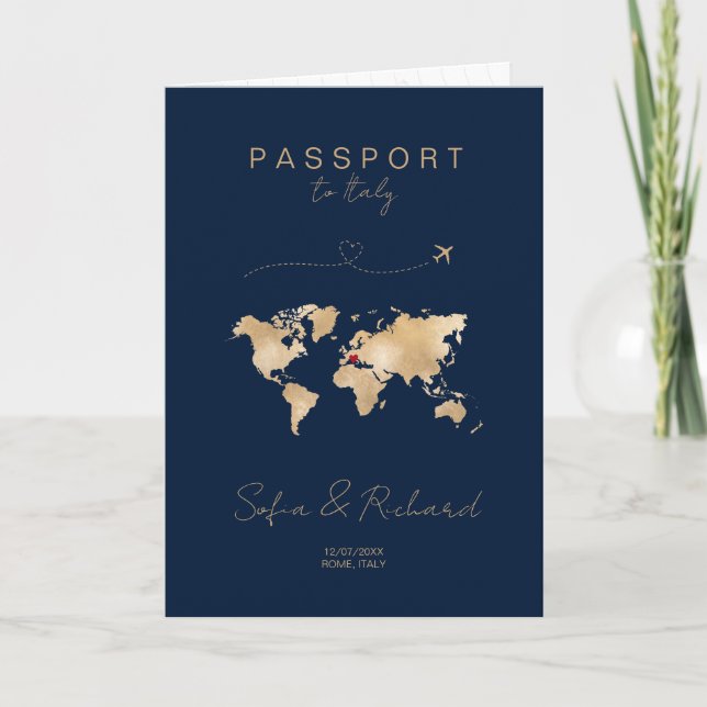 Mariage Destination Passport Carte du monde Modern (Devant)