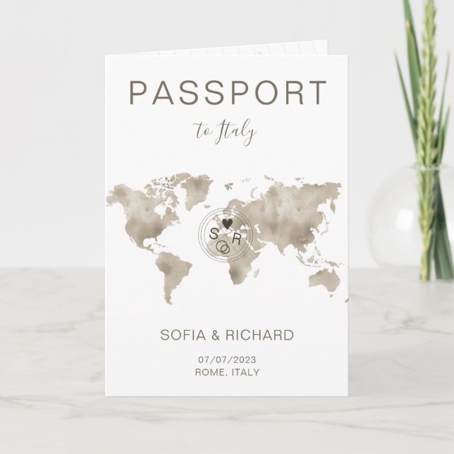 Mariage Destination Passport Carte du monde Voyage (Devant)