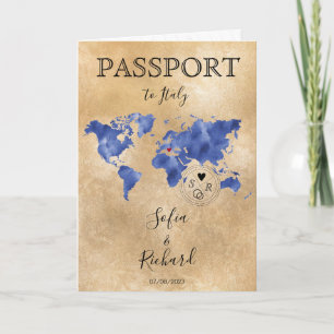 Mariage Destination Passport Gold Carte du monde B