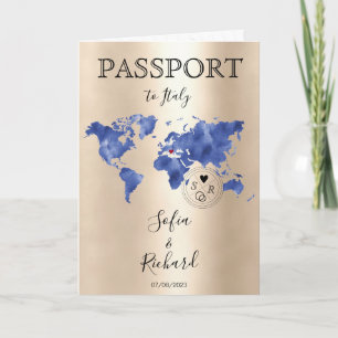 Mariage Destination Passport Gold Carte du monde B