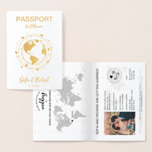 Mariage Destination Passport Gold Carte du monde C