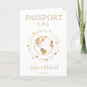 Mariage Destination Passport Gold Carte du monde C