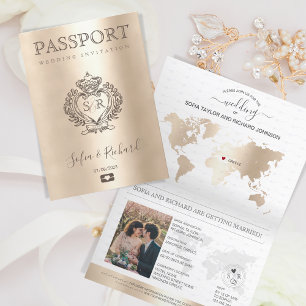 Mariage Destination Passport Gold Carte du monde G
