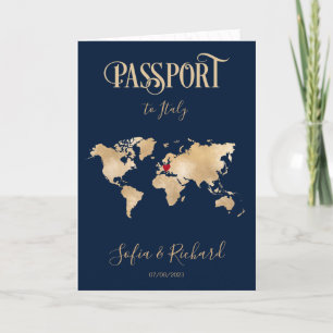 Mariage Destination Passport Gold Carte du monde I