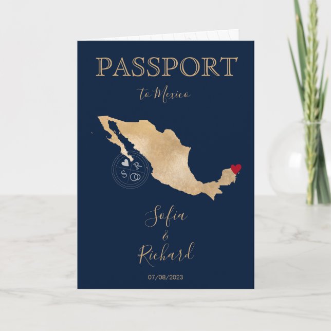 Mariage Destination Passport Gold Carte du monde M (Devant)