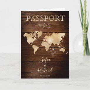 Mariage Destination Passport Gold Carte du monde R