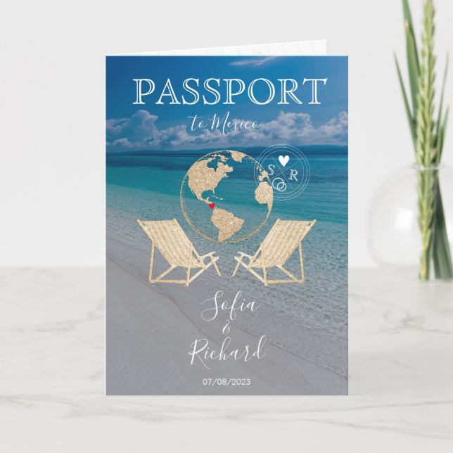 Mariage Destination Passport Gold Carte du monde T (Devant)