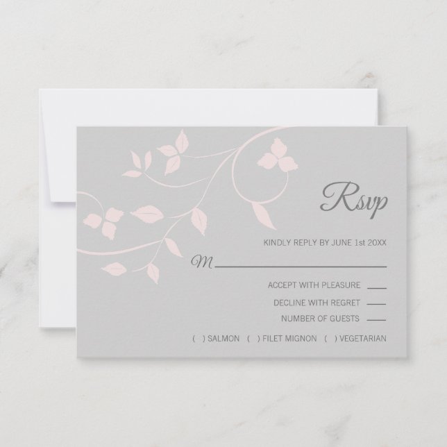 Mariage d'été roux rose et gris RSVP printemps (Devant)