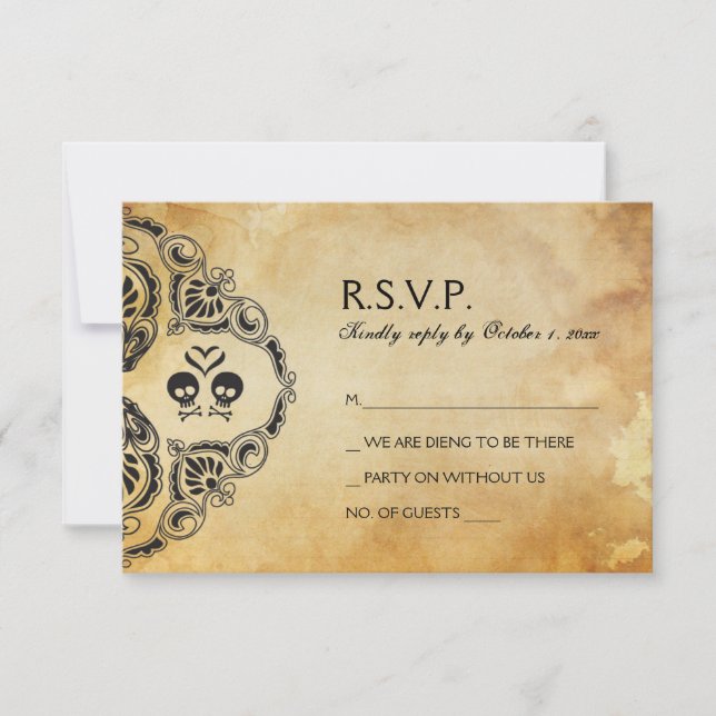 Mariage d'Halloween RSVP - Crâne et os croisés (Devant)