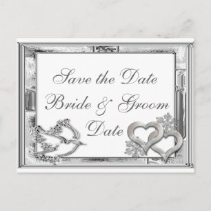 Mariage d'hiver Argent Enregistrer la date Cartes
