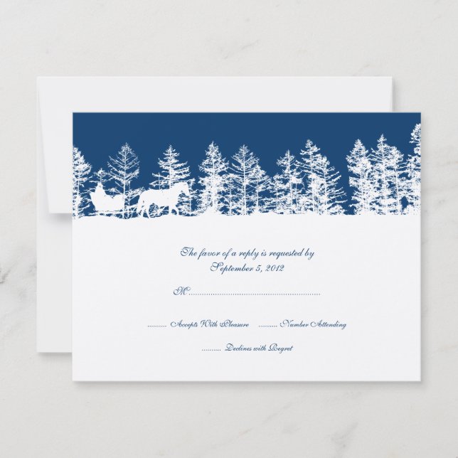Mariage d'hiver bleu et blanc RSVP (Devant)