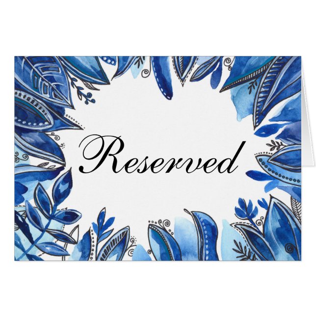 Mariage d'hiver bleu. Panneau réservé floral marin (Devant Horizontal)