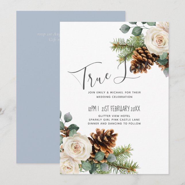 Mariage d'hiver Eucalyptus Verdure Roses blanches (Devant / Derrière)