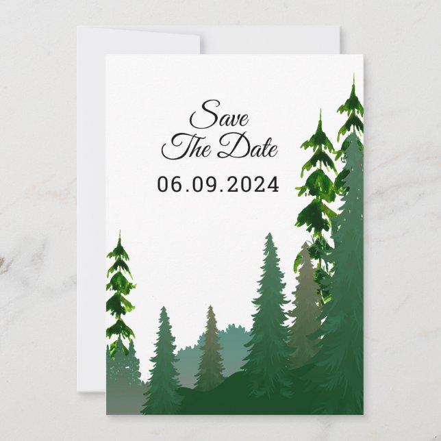 Mariage d'hiver Mountain Trees Carte d'invitation (Dos)
