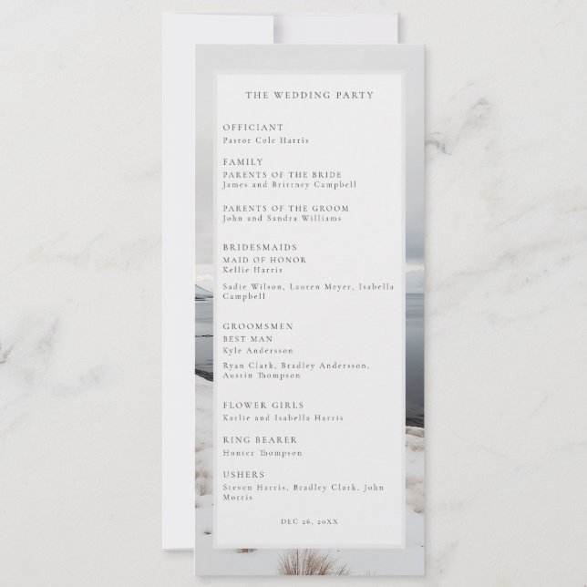 Mariage d'hiver photo paysage programme de mariage (Dos)