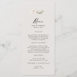 Mariage d'hiver Rose blanche Neutre plat menu