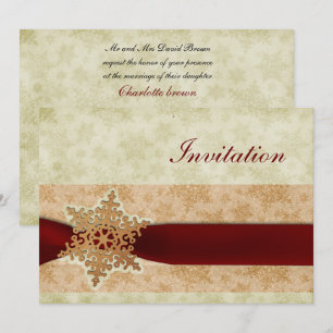 mariage d'hiver rouge rustique Cartes d'invitation