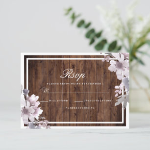 Mariage d'hiver rustique violet fleuri RSVP