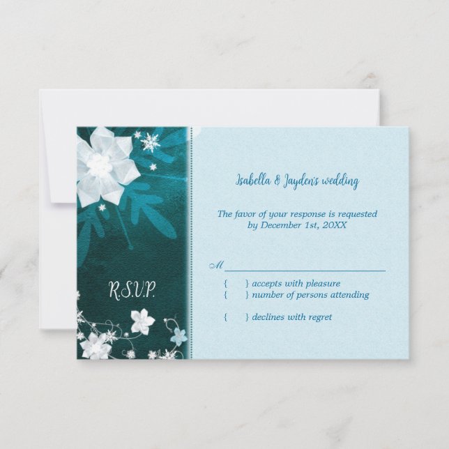 Mariage d'hiver Turquoise turquoise RSVP (Devant)