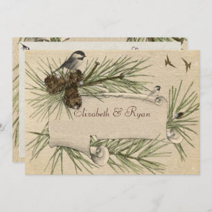 Mariage d'hiver vintage, Invitation d'oiseaux de P