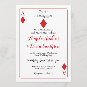 Mariage Diamonds Carte de jeu King Queen Invitatio