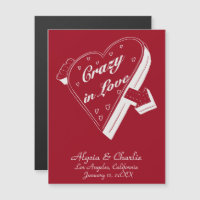 Mariage d'invitation magnétique Red Vintage Hearts