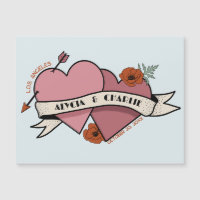 mariage d'invitation magnétique vintage Hearts