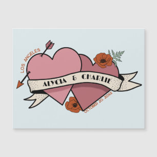 mariage d'invitation magnétique vintage Hearts