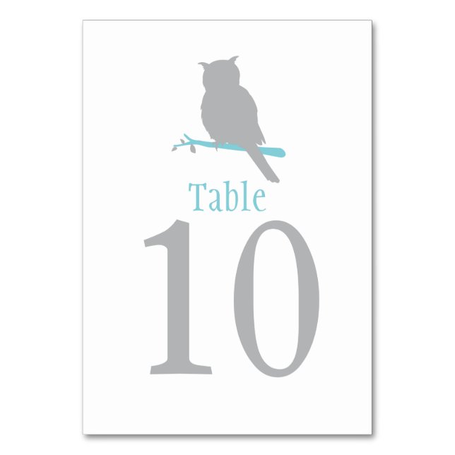 Mariage d'oiseau de hibou gris ou numéro de table  (Dos)