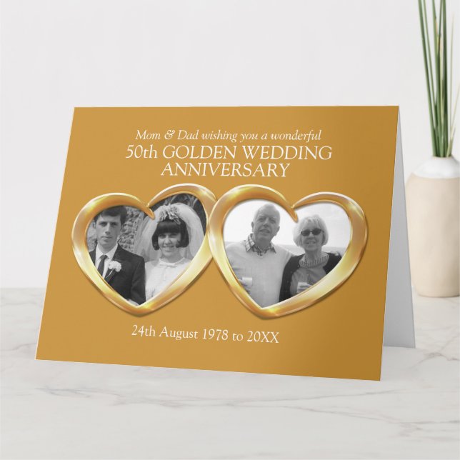 Mariage d'or anniversaire passé présent carte phot (Devant)