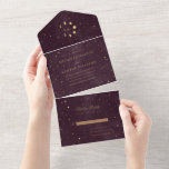 mariage d'or céleste tout en une invitation<br><div class="desc">Notre collection "or céleste" présente une belle lune de croissant avec des étoiles d'or dans divers designs sur un arrière - plan bleu nuit velours jumelé à des polices élégantes. Facile à customiser et vous pouvez choisir parmi de nombreux articles de cette collection dans notre magasin.</div>