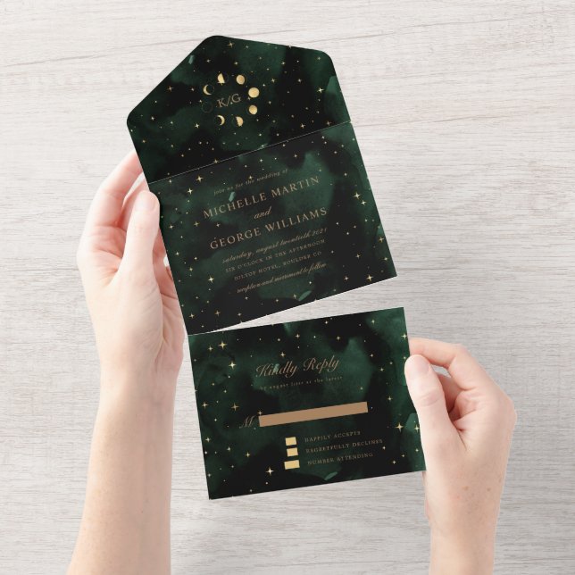Mariage d'or céleste tout en une invitation (Déchirure)