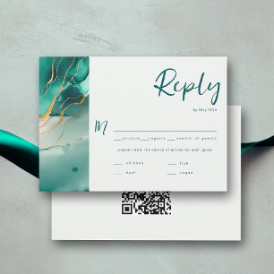 Mariage d'or Emerald moderne QR Choix de repas RSV