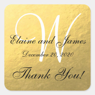 Mariage d'or Étiquette de Carré de Merci personnal