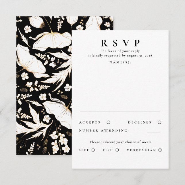 Mariage d'or Fleur sauvage à la main RSVP (Devant / Derrière)