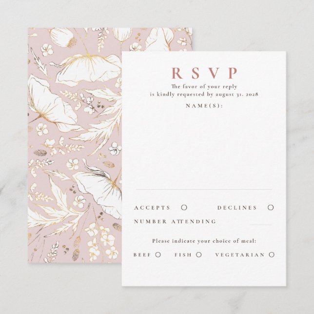 Mariage d'or Fleur sauvage à la main RSVP (Devant / Derrière)