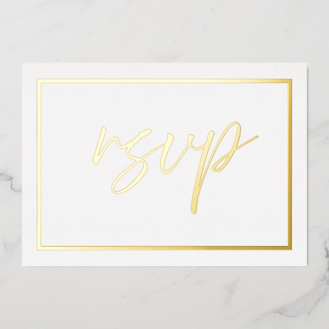 Mariage d'or moderne RSVP Foil Invitation (Recto)