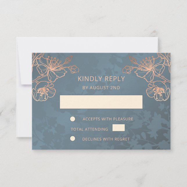Mariage d'or Rose floral RSVP (Devant)