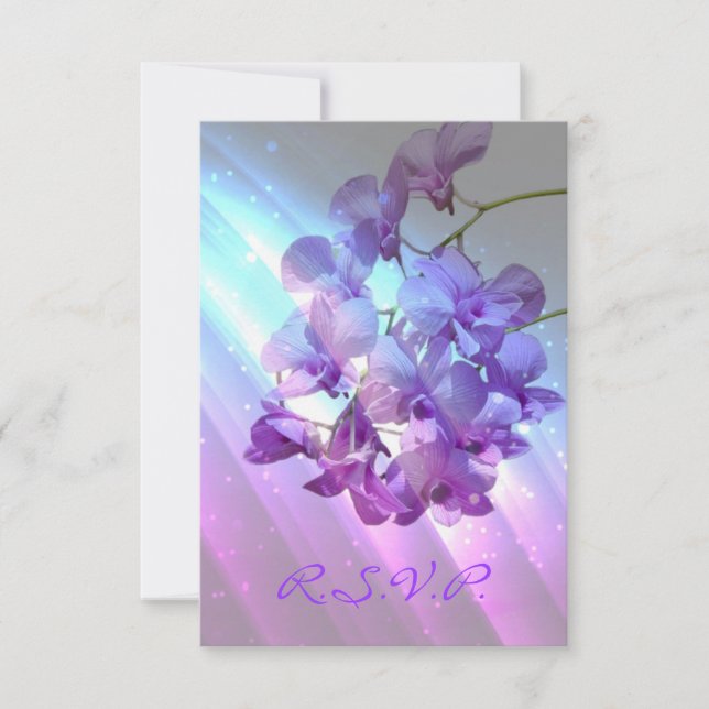 mariage d'orchidées violettes lilas réponse RSVP (Devant)