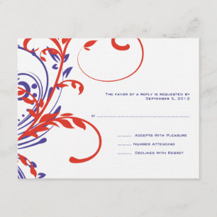 Mariage double floral rouge, blanc et bleu RSVP