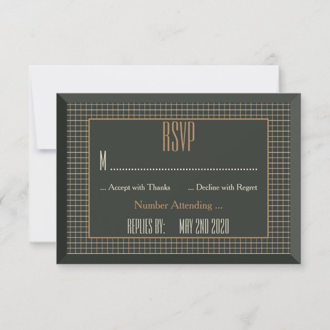 Mariage d'ours gris encadré Classy RSVP (Devant)