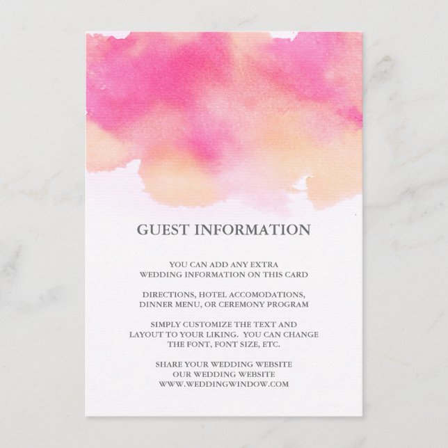 Mariage Dreams Vibrant - Carte d'insertion / Rose  (Devant)