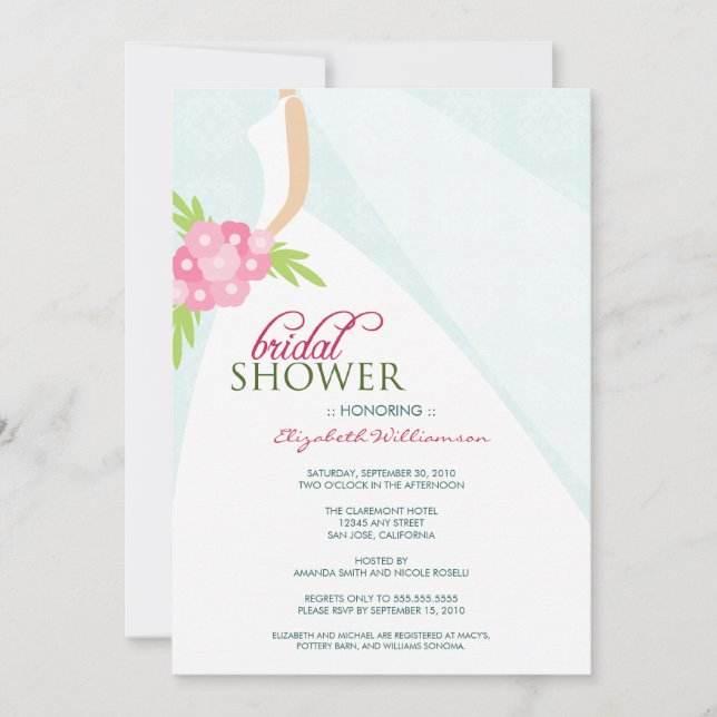 Mariage Dress_2 Invitation à la douche nuptiale (b (Devant)
