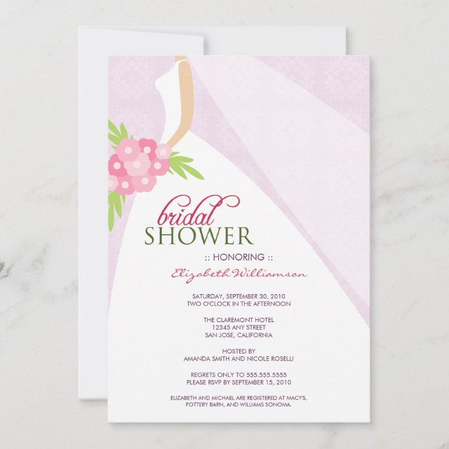 Mariage Dress_2 Invitation à la douche nuptiale (l (Devant)