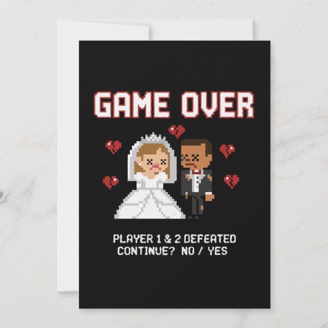 Mariage drôle de joueur rétro "Game Over" Art Pixe (Dos)
