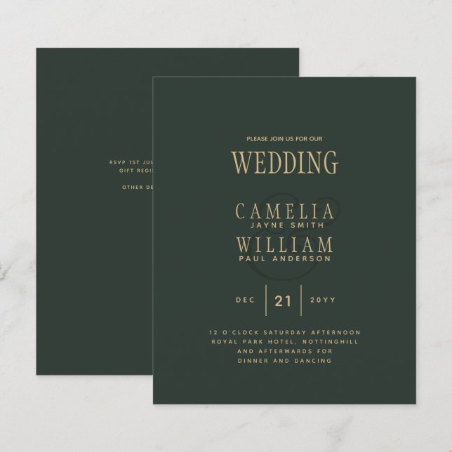 Mariage du budget de l'or vert OLIVE (Devant / Derrière)