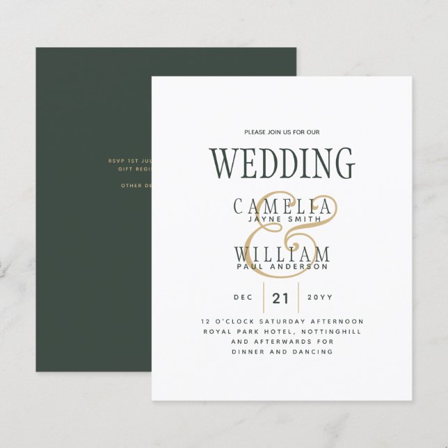 Mariage du budget de l'or vert OLIVE (Devant / Derrière)